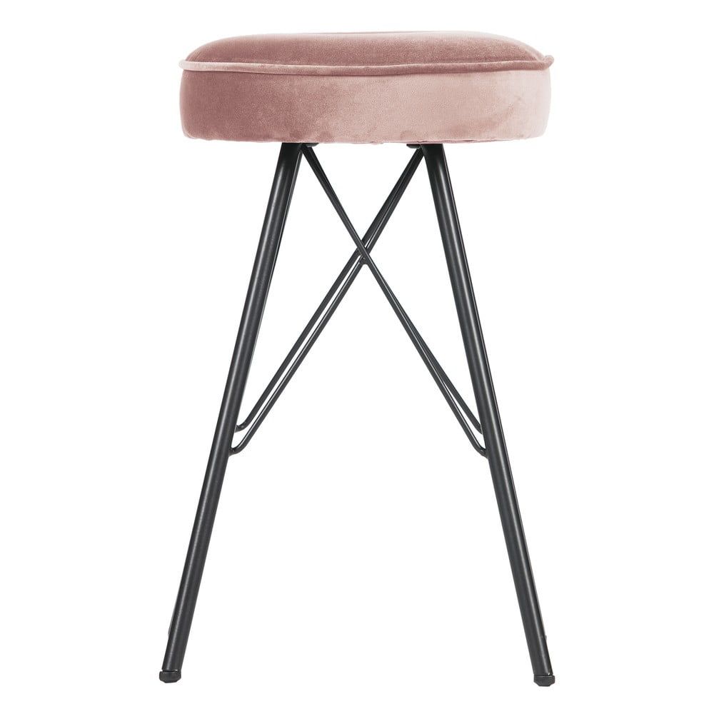 Růžová barová stolička se sametovým potahem WOOOD, výška 53 cm - Bonami.cz