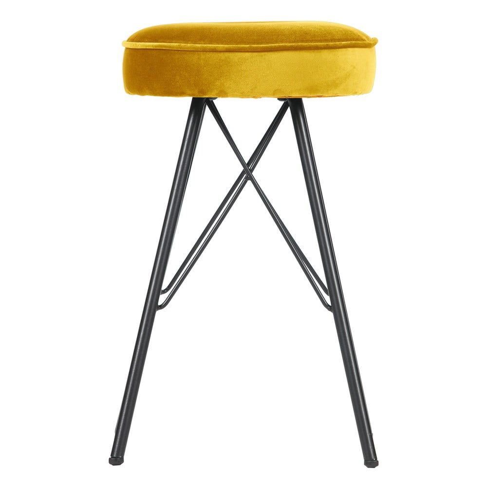 Žlutá barová stolička se sametovým potahem WOOOD, výška 53 cm - Bonami.cz