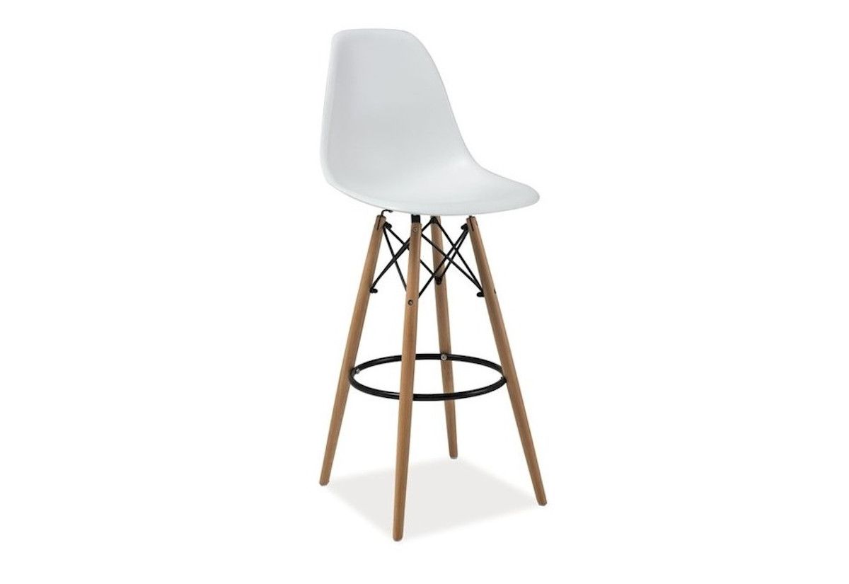 Barová židle GARRY H-1, 47x108x42, bílá/buk - Expedo s.r.o.