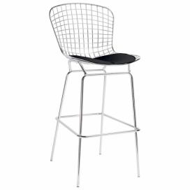 Barová židle NET Chromovaný Černá Polštář kov, Kůže ekologiczna