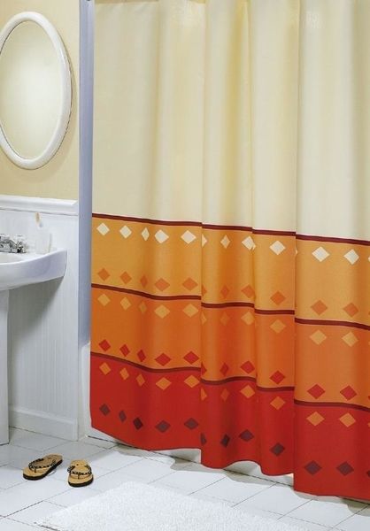 Bellatex koupelnový závěs 180x200 cm oranžová geometrie - POVLECENI-OBCHOD.CZ