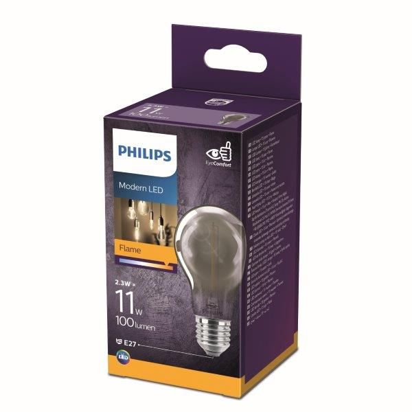 Philips 8718699759636 LED žárovka 1x2,3W | E27 | 100lm | 1800K - plamen, kouřová, EyeComfort - Dekolamp s.r.o.