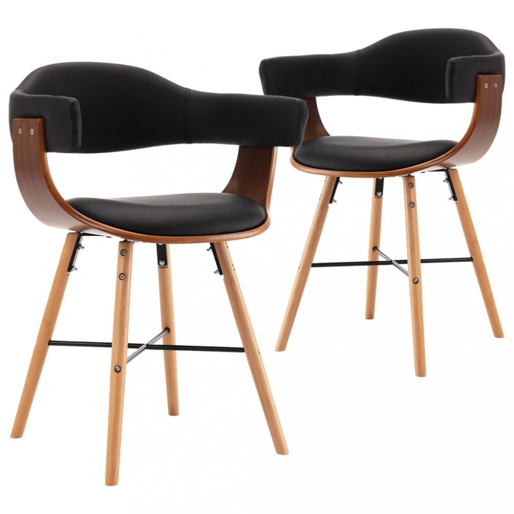Jídelní židle 2 ks ohýbané dřevo / umělá kůže Dekorhome Černá / hnědá - DEKORHOME.CZ