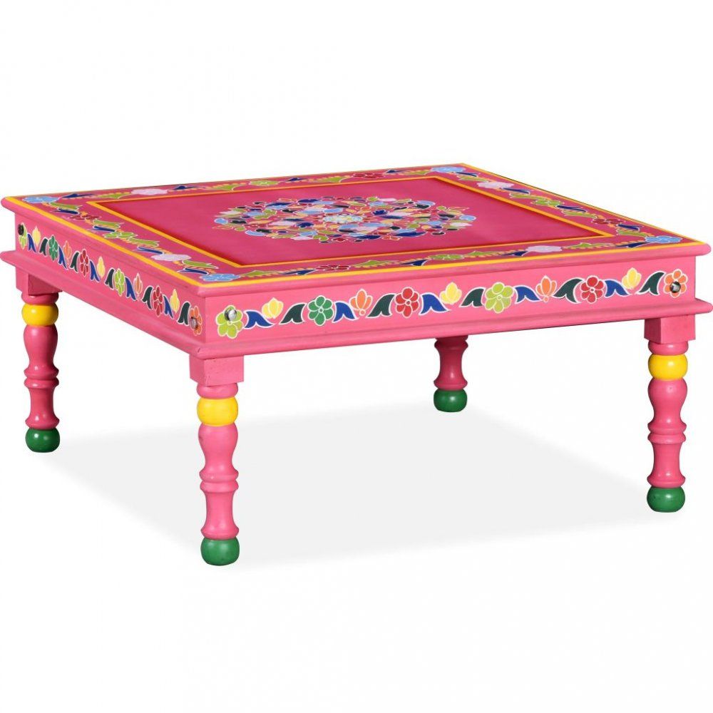Konferenční stolek ručně malovaný Dekorhome Růžová - DEKORHOME.CZ