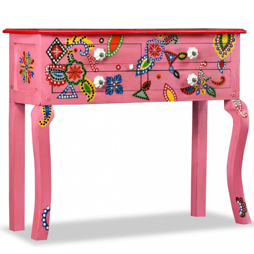 Odkládací stolek ručně malovaný Dekorhome Růžová - DEKORHOME.CZ