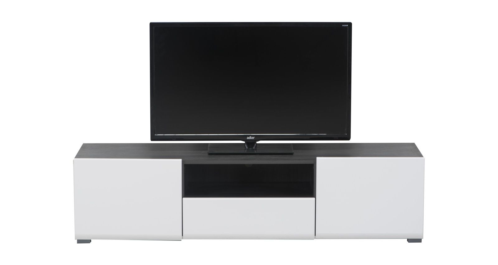 Televizní stolek Isadora - bílý/dub černý - Nábytek Harmonia s.r.o.