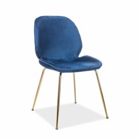 Židle ADRIEN VELVET ZLATÝ Konstrukce/tmavě modrý BLUVEL 86