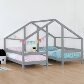 Benlemi Domečková postel pro dvě děti VILLY Zvolte barvu: Šedá, Rozměr: 90x160 cm