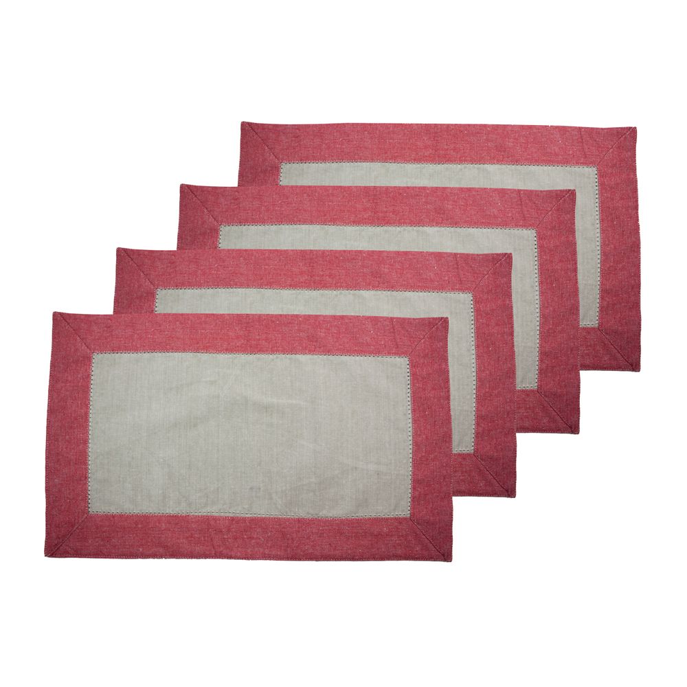 Home Elements Prostírání z recyklované bavlny, 4 ks, 30 x 50 cm, béžová + červená - moderninakup.cz