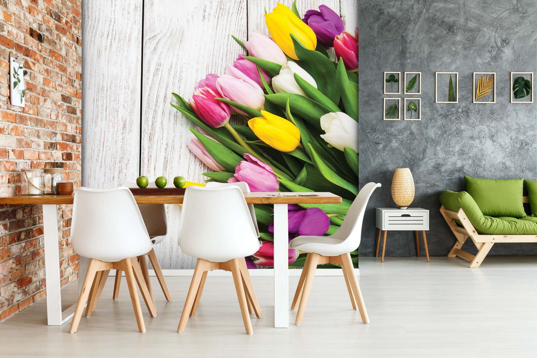 Malvis Tapeta tulipány a dřevo Vel. (šířka x výška): 144 x 105 cm - S-obrazy.cz