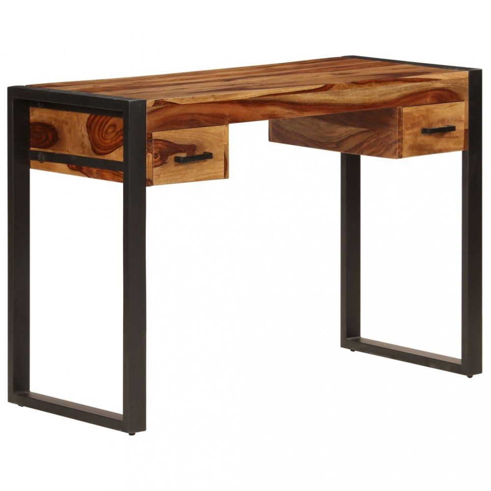 Psací stůl se 2 zásuvkami masivní dřevo / ocel Dekorhome Sheeshamové dřevo - DEKORHOME.CZ