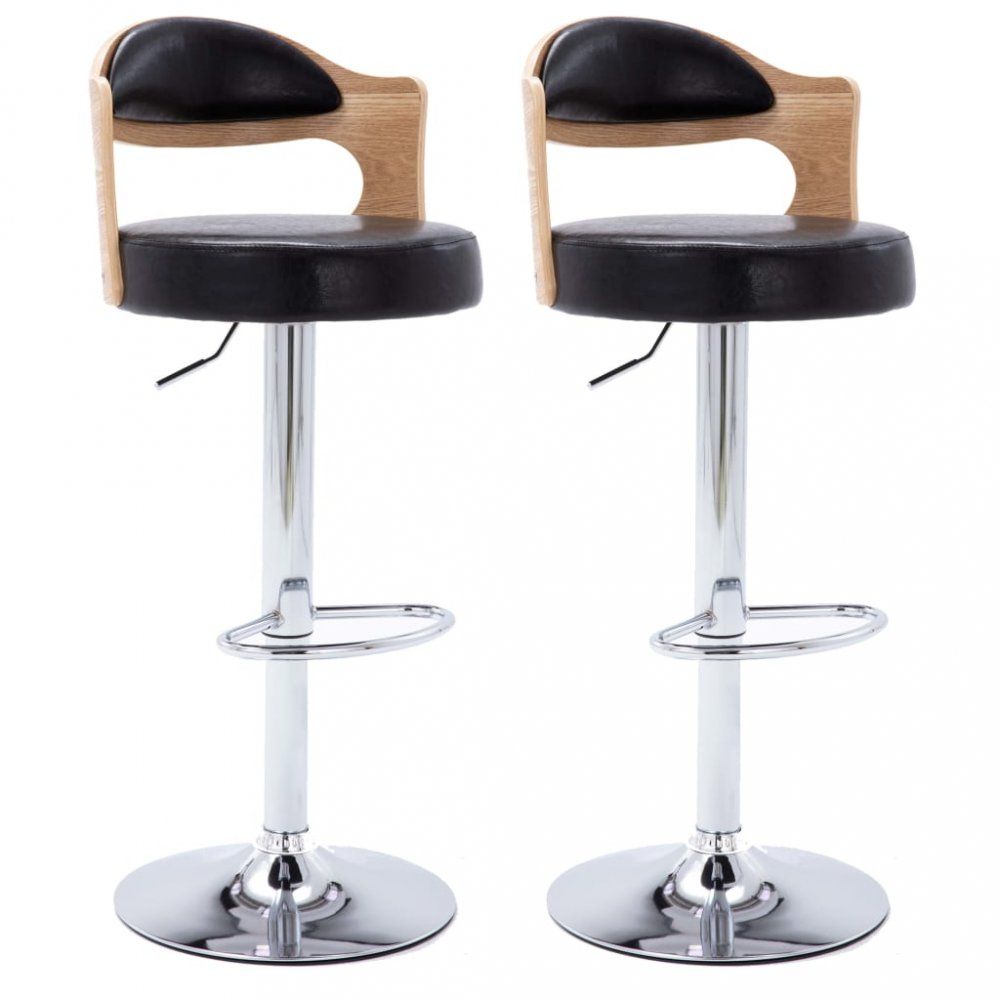 Barové židle 2 ks umělá kůže / dřevo / kov Dekorhome Černá - DEKORHOME.CZ