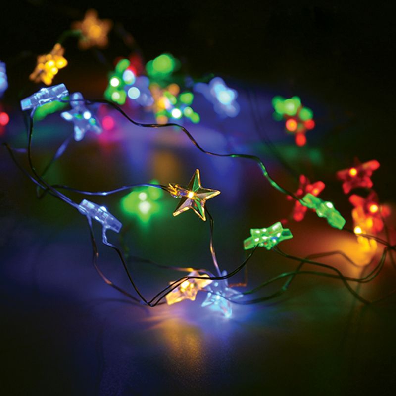 ACA DECOR LED vánoční/dekorační girlanda - RGB hvězdičky, RGB barva, 200 cm, IP20, 2xAA - STERIXretro