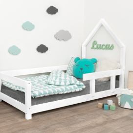Benlemi Dětská postel domeček POPPI s bočnicí Zvolte barvu: Bílá, Rozměr: 120 x 190 cm, Strana: Vpravo