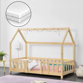 [en.casa] Dětská postel SISIMIUT AAKB-8769 70x140 cm borovice s matrací