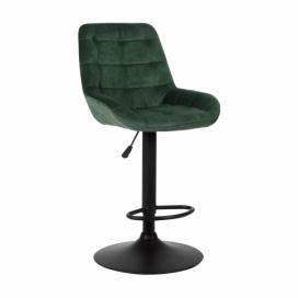 Barová židle CHIRO samet / kov Tempo Kondela Tmavě zelená