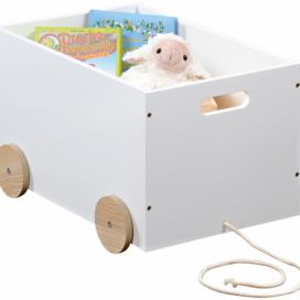 Pojízdný úložný box na hračky, bílý, KESPER