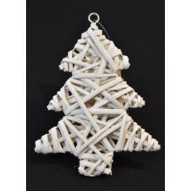 Vingo Proutěná ozdoba vánoční stromeček bílý 2 ks - 5x15cm