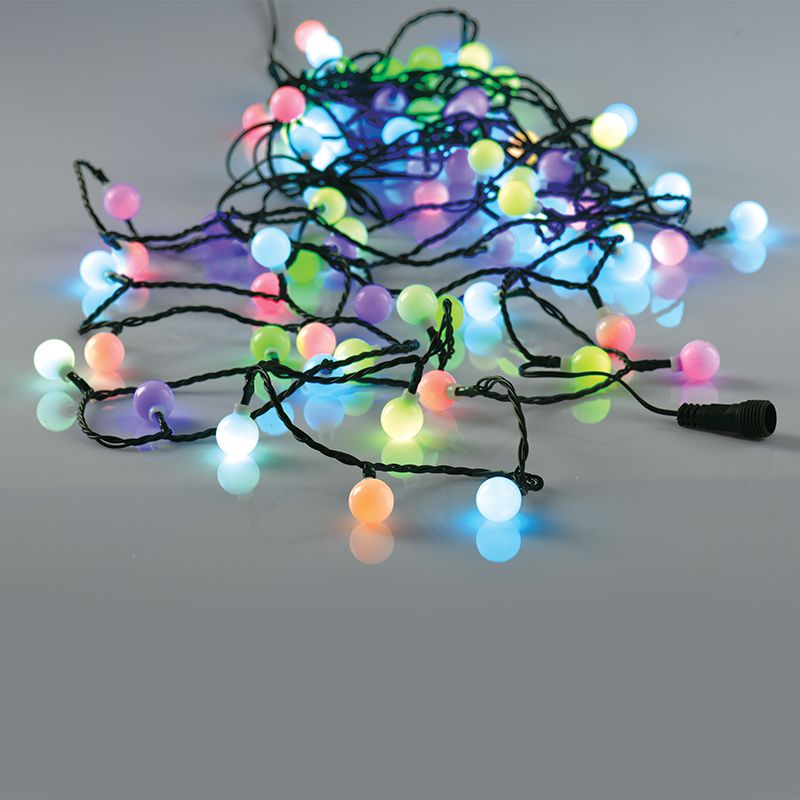 ACA DECOR LED vánoční světelný řetez - Kuličky, 3x8m, RGB, IP44, 80 LED - STERIXretro
