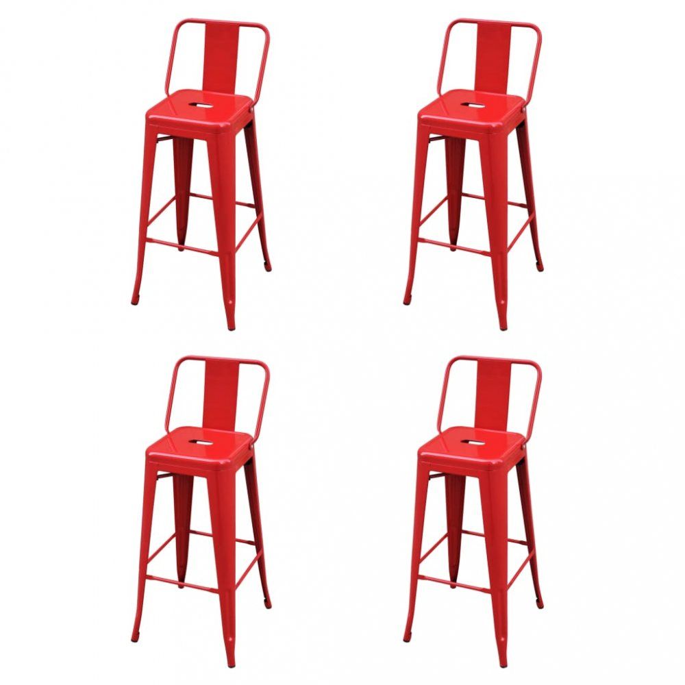 Barové židle 4ks ocel Dekorhome Červená - DEKORHOME.CZ