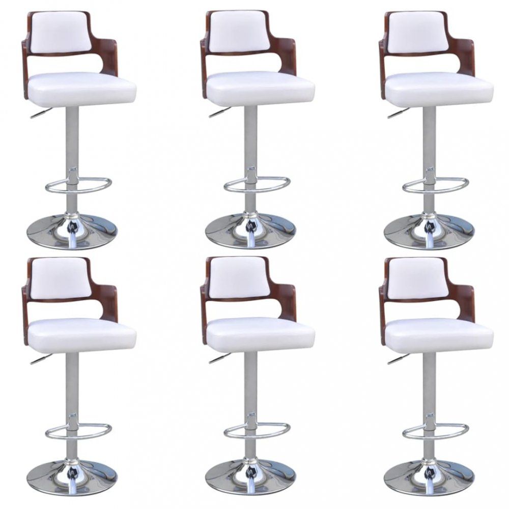 Barové židle 6 ks umělá kůže / dřevo / kov Dekorhome Bílá - DEKORHOME.CZ