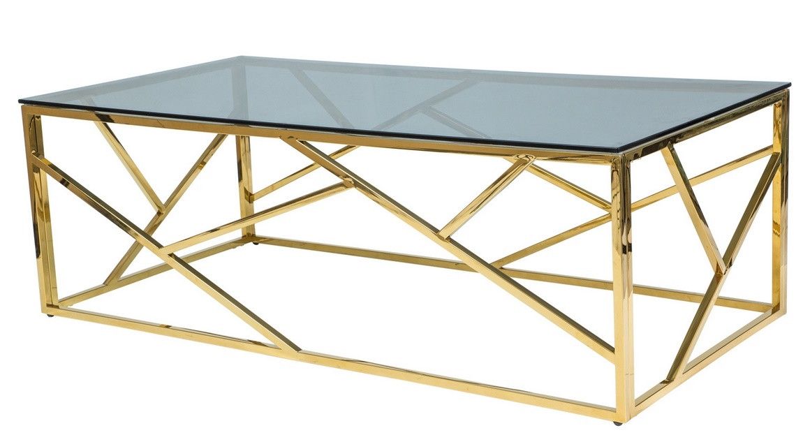 Casarredo Konferenční stolek ESCADA A zlatý kov/kouřové sklo - ATAN Nábytek