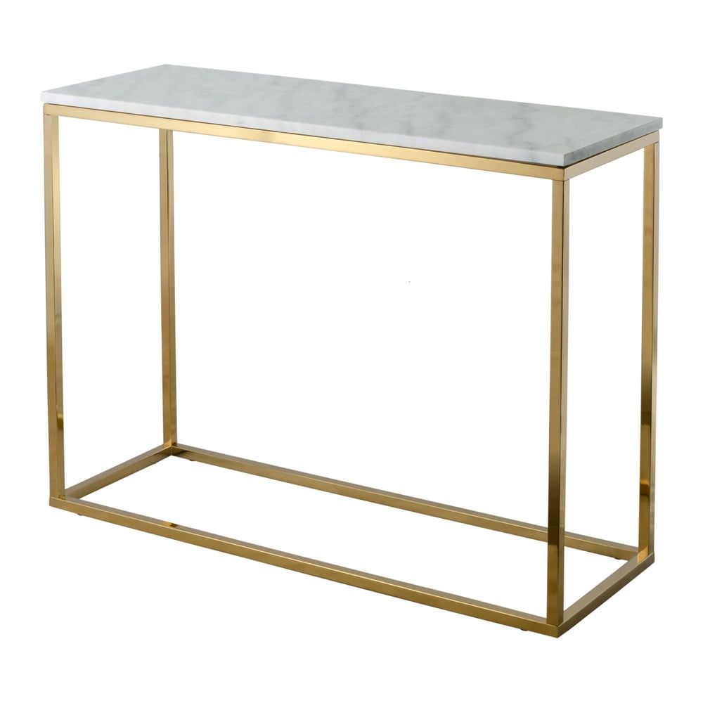 Bílý mramorový konzolový stolek s podnožím ve zlaté barvě RGE Marble, délka 100 cm - Bonami.cz