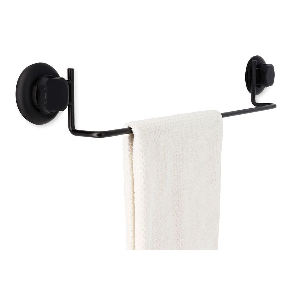 Černý samodržící nástěnný držák na ručníky Compactor Bestlock Black Tube Holder For Towels, 60,6 x 9 cm - Bonami.cz