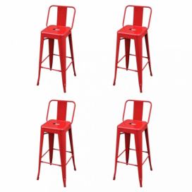 Barové židle 4ks ocel Dekorhome Červená