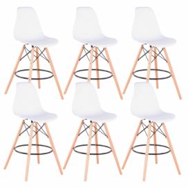  Set 6 barových židlí, bílá/buk, CARBRY 2 NEW