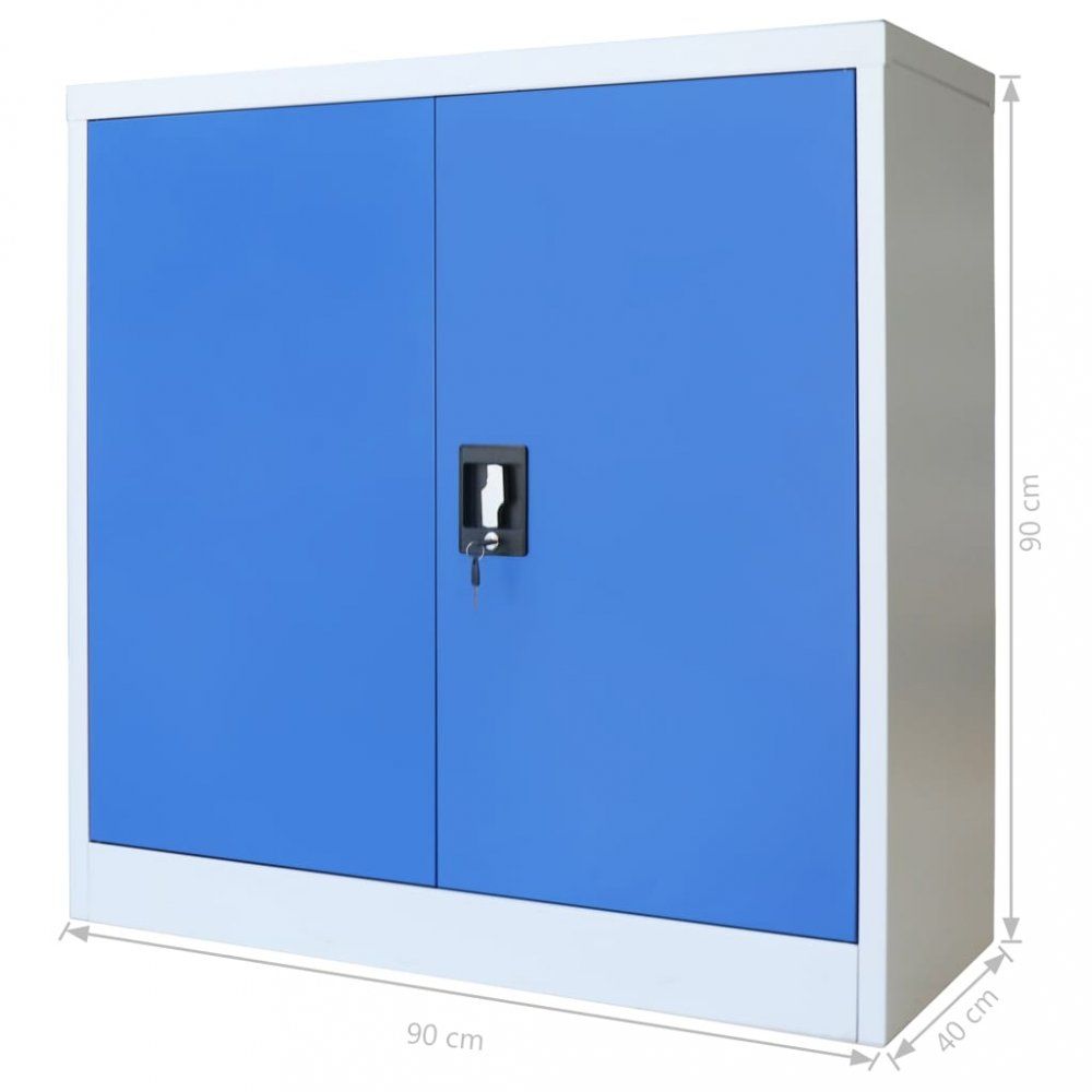 Kancelářská skříň šedá / modrá Dekorhome 90x40x90 cm - DEKORHOME.CZ