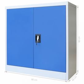 Kancelářská skříň šedá / modrá Dekorhome 90x40x90 cm