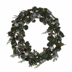 Vánoční věnec ⌀ 50 cm zelený/stříbrný FILPUS
