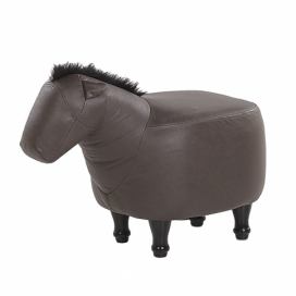 Zvířecí stolička tmavě hnědá z umělé kůže HORSE