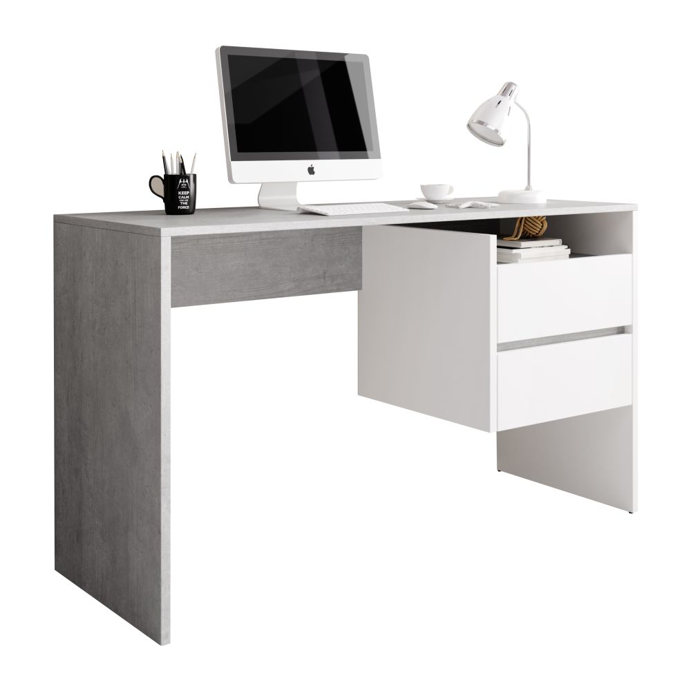 Tempo Kondela PC stůl TULIO - beton/bílý mat - DEKORHOME.CZ