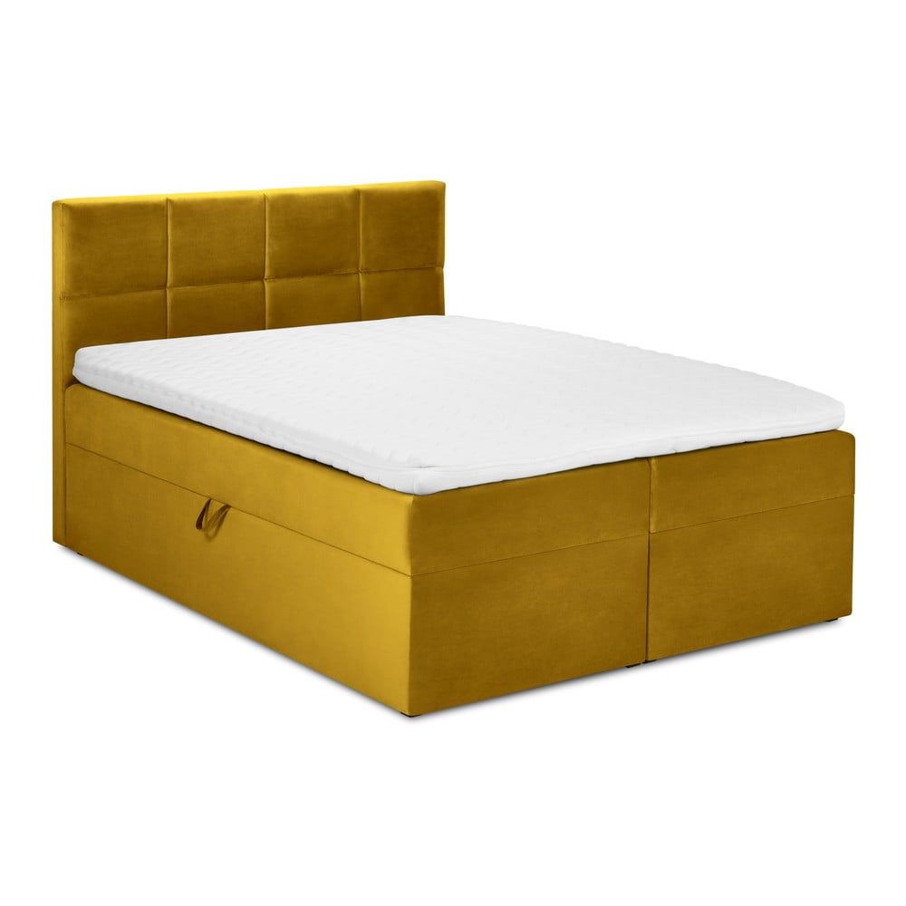 Hořčicově žlutá sametová dvoulůžková postel Mazzini Beds Mimicry, 160 x 200 cm - Bonami.cz