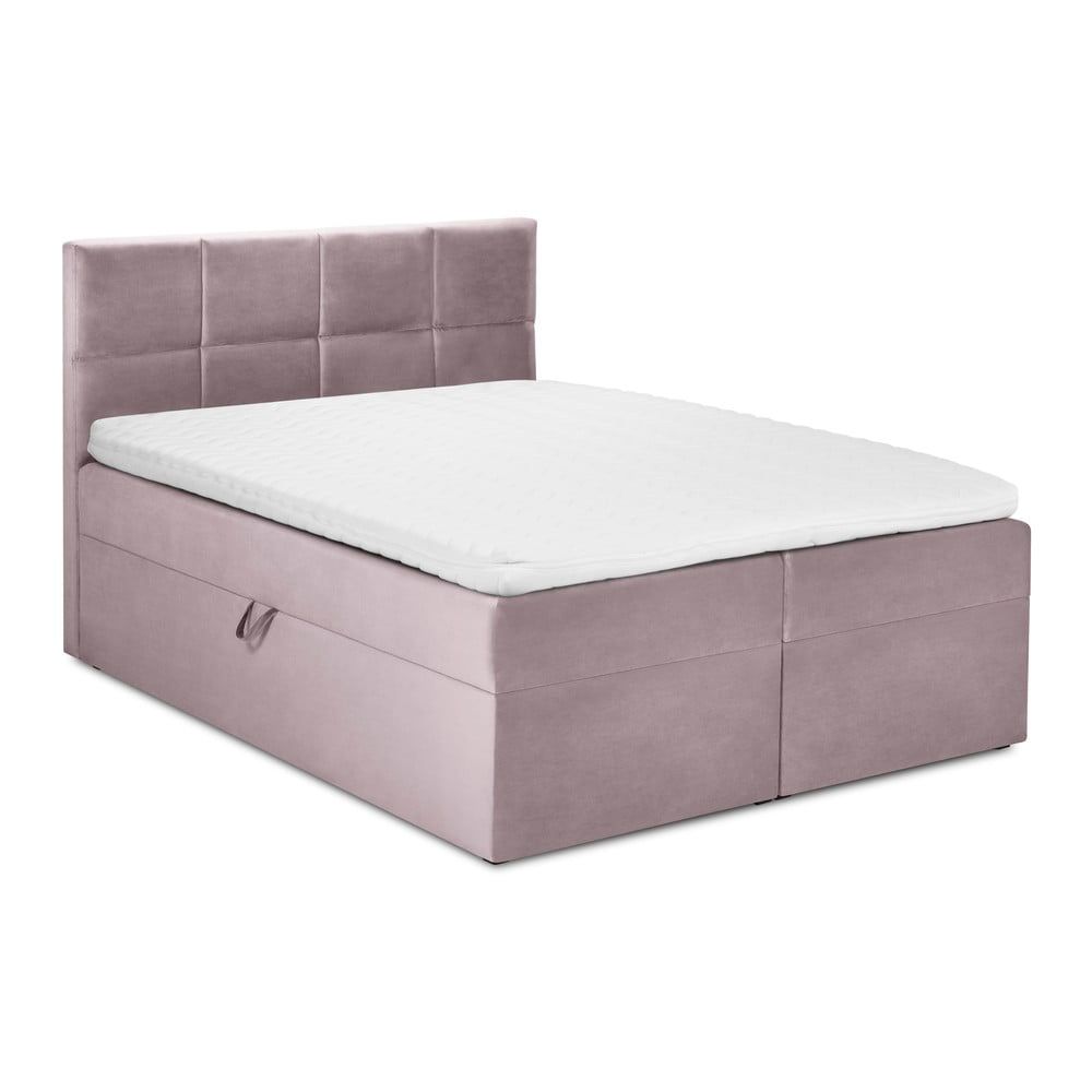 Růžová sametová dvoulůžková postel Mazzini Beds Mimicry, 200 x 200 cm - Bonami.cz