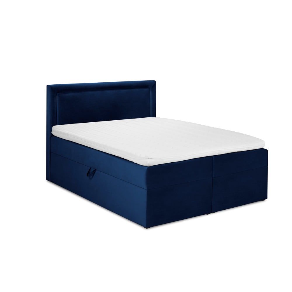Modrá sametová dvoulůžková postel Mazzini Beds Yucca, 160 x 200 cm - Bonami.cz