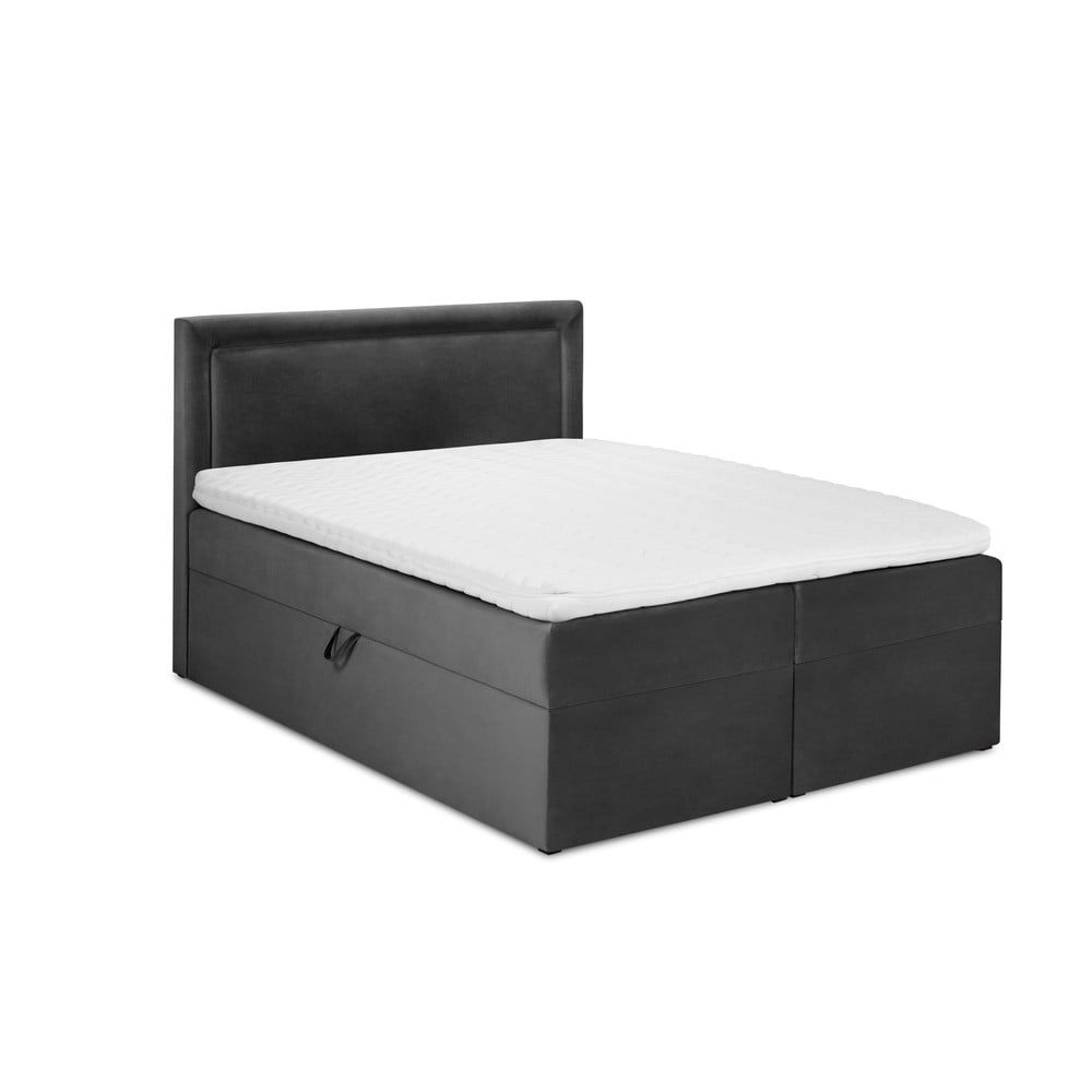 Tmavě šedá boxspring postel s úložným prostorem 180x200 cm Yucca – Mazzini Beds - Bonami.cz