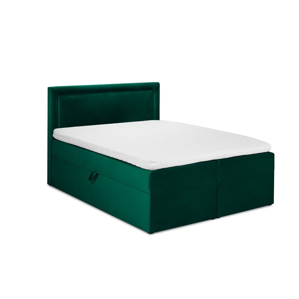 Zelená sametová dvoulůžková postel Mazzini Beds Yucca, 160 x 200 cm - Bonami.cz