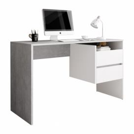 Tempo Kondela PC stůl TULIO - beton/bílý mat