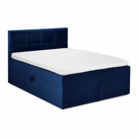 Modrá sametová dvoulůžková postel Mazzini Beds Mimicry, 200 x 200 cm