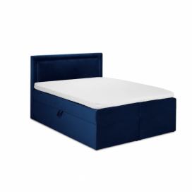 Modrá sametová dvoulůžková postel Mazzini Beds Yucca, 160 x 200 cm