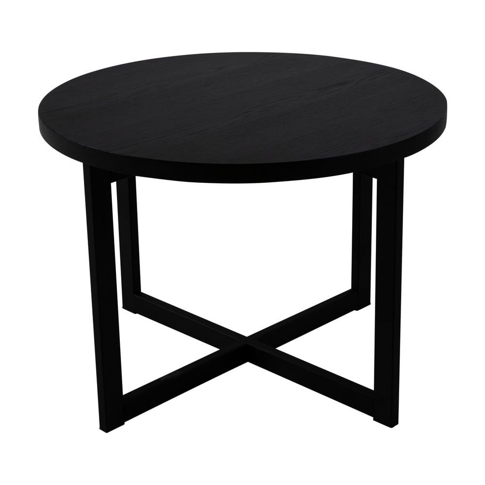 Černý konferenční stolek z dubového dřeva Canett Elliot, ø 70 cm - Bonami.cz