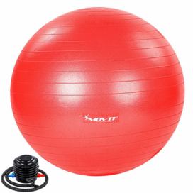 MOVIT Gymnastický míč s nožní pumpou, 65 cm, červený