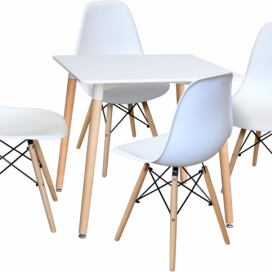 Jídelní stůl 80x80 UNO bílý + 4 židle UNO bílé Mdum