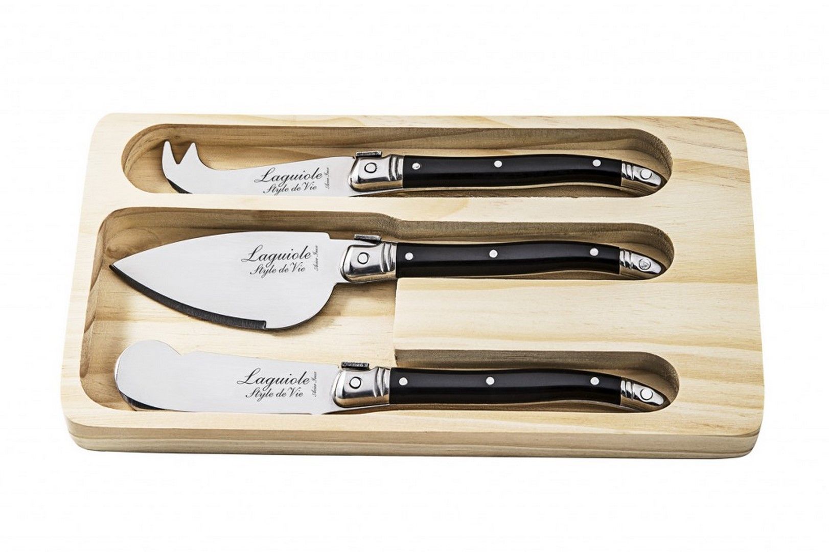 Sada nožů na sýr Laguiole Premium 3 ks černá - Chefshop.cz