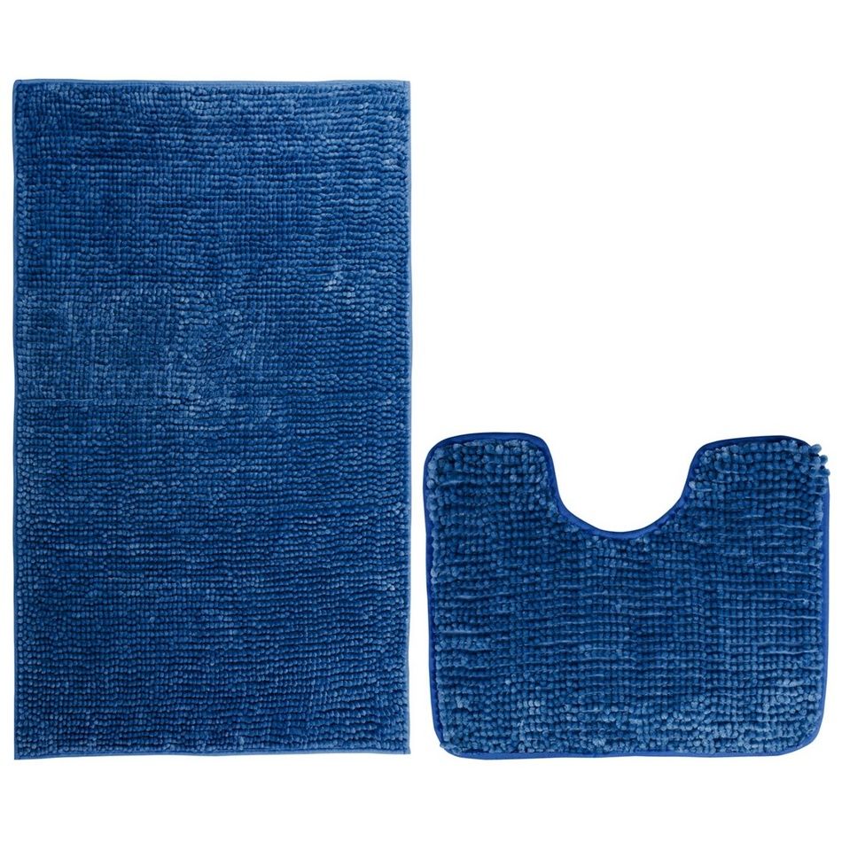 AmeliaHome Sada koupelnových předložek Bati tmavě modrá, 2 ks 50 x 80 cm, 40 x 50 cm - 4home.cz