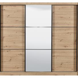 Šatní skříň s posuvnými dveřmi a zrcadlem Debby 245 - dub artisan