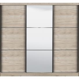 Šatní skříň s posuvnými dveřmi a zrcadlem Debby 245 - dub šedý
